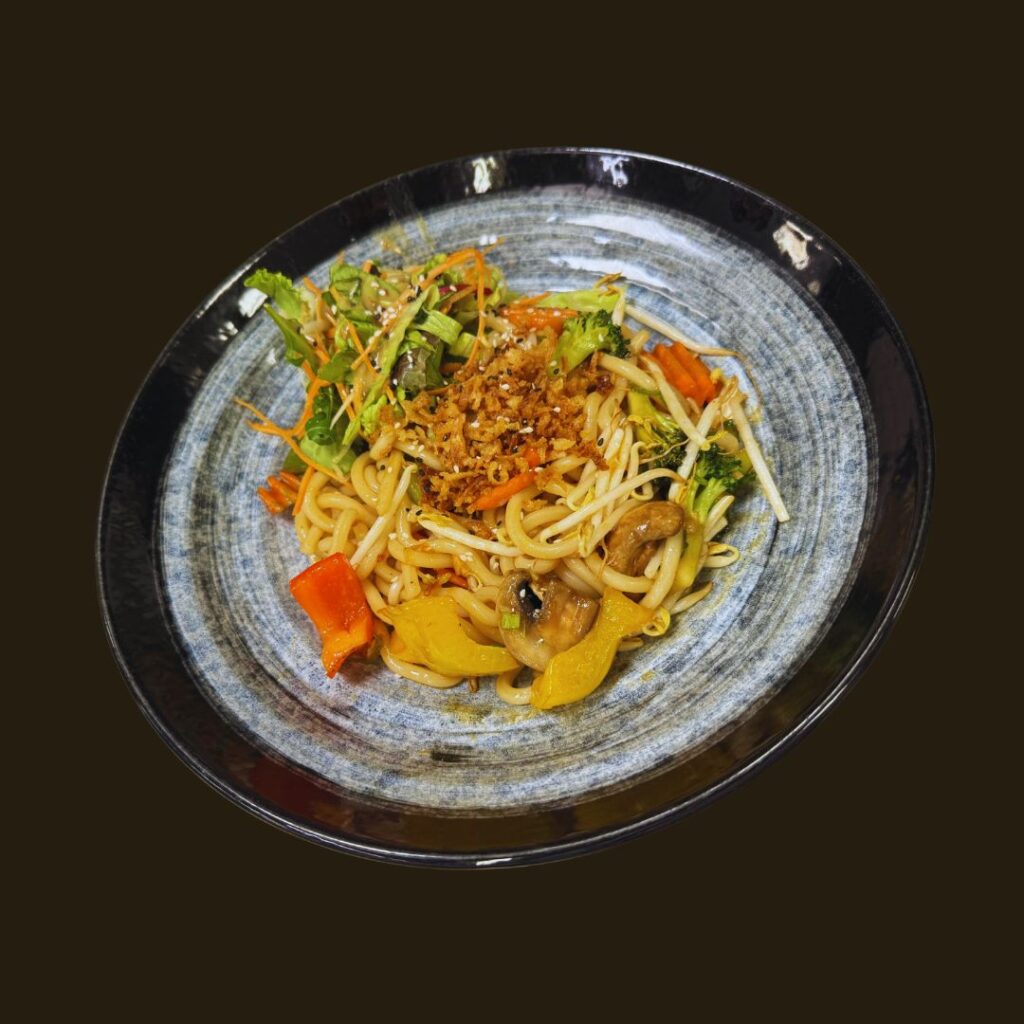Mittag Yaki Udon mit Garnelen